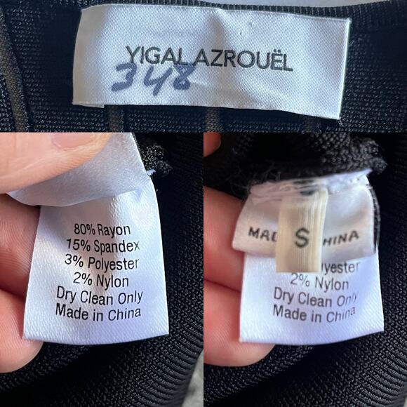 YIGAL AZROUEL Knit Dress Black V-Neck Sheath 3/4 Sleeves Designer Small EUC - Picture 6 of 12